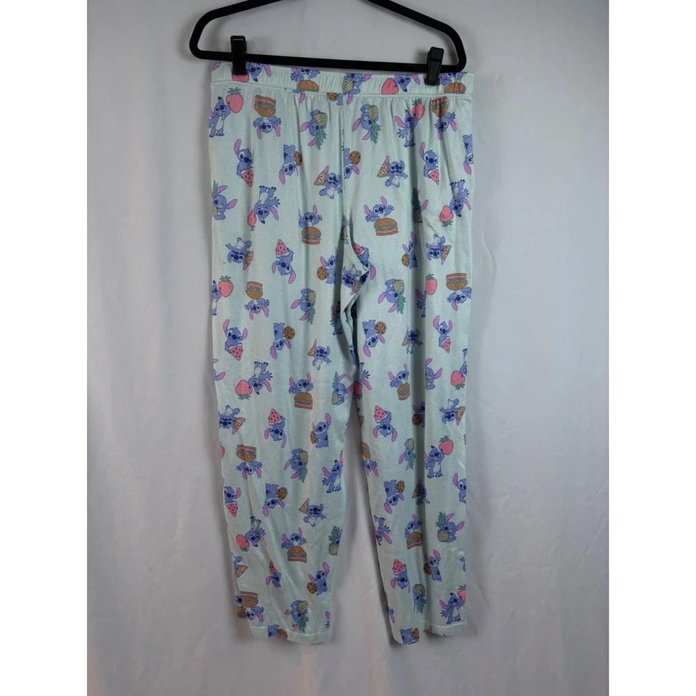 Disney Stitch Pajama Pants Lounge Sleepwear‎ Bottoms Light Blue Cartoon Print - Picture 6 of 8